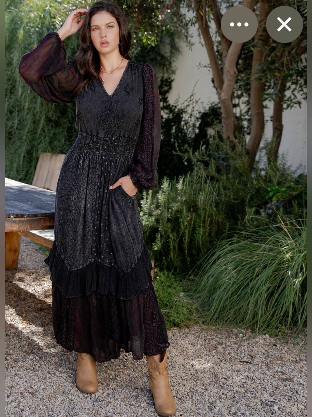 NWT Young Threads Black with ruffled tiered bottom Maxi Dress❤️